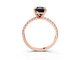 Rose gold Fancy Black Radiant Cut Diamond Brilliant Solitaire Ring with Pavé Band and Four-Prong Setting_3