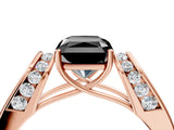Rose gold Fancy Black Radiant Cut Diamond Channel Set Solitaire Ring with Four-Prong Setting_16
