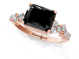 Rose gold Fancy Black Radiant Cut Diamond Cluster Pavé Band with Four-Prong Setting_13