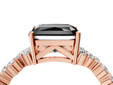 Rose gold Fancy Black Radiant Cut Diamond Cluster Pavé Band with Four-Prong Setting_7