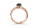 Rose gold Fancy Black Radiant Cut Diamond Cluster Side Stone Solitaire Ring with Prong Setting_27