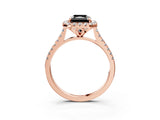Rose gold Fancy Black Radiant Cut Diamond Cushion Halo Ring with Pavé Band_3