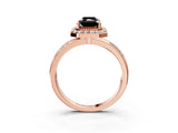 Rose gold Fancy Black Radiant Cut Diamond Double Halo Ring with Split Shank and Four-Prong Setting_15