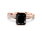 Rose gold Fancy Black Radiant Cut Diamond Engagement Ring with Side Stone Accents and Four-Prong Setting_12