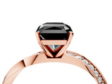 Rose gold Fancy Black Radiant Cut Diamond Engagement Ring with Side Stone Accents and Four-Prong Setting_16