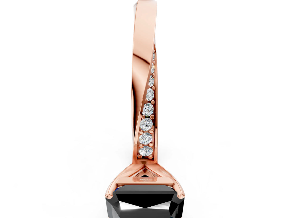 Rose gold Fancy Black Radiant Cut Diamond Engagement Ring with Side Stone Accents and Four-Prong Setting_84