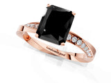 Rose gold Fancy Black Radiant Cut Diamond Engagement Ring with Side Stone Accents and Four-Prong Setting_85