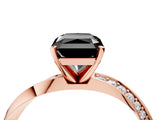 Rose gold Fancy Black Radiant Cut Diamond Engagement Ring with Side Stone Accents and Four-Prong Setting_88