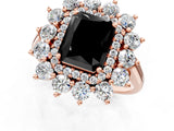 Rose gold Fancy Black Radiant Cut Diamond Floral Double Halo Engagement Ring with Prong Setting_13