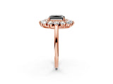 Rose gold Fancy Black Radiant Cut Diamond Floral Double Halo Engagement Ring with Prong Setting_14