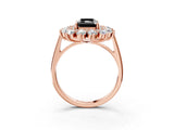Rose gold Fancy Black Radiant Cut Diamond Floral Double Halo Engagement Ring with Prong Setting_15