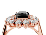Rose gold Fancy Black Radiant Cut Diamond Floral Double Halo Engagement Ring with Prong Setting_16