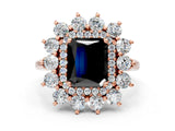 Rose gold Fancy Black Radiant Cut Diamond Floral Double Halo Engagement Ring with Prong Setting_18