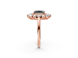 Rose gold Fancy Black Radiant Cut Diamond Floral Double Halo Engagement Ring with Prong Setting_20