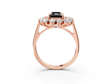 Rose gold Fancy Black Radiant Cut Diamond Floral Double Halo Engagement Ring with Prong Setting_21