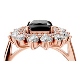 Rose gold Fancy Black Radiant Cut Diamond Floral Double Halo Engagement Ring with Prong Setting_22