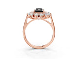Rose gold Fancy Black Radiant Cut Diamond Floral Double Halo Engagement Ring with Prong Setting_63
