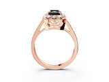 Rose gold Fancy Black Radiant Cut Diamond Floral Halo Ring with Pavé Band and Prong Setting_6