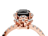 Rose gold Fancy Black Radiant Cut Diamond Halo Pave Band with Four-Prong Setting_7