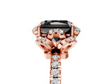 Rose gold Fancy Black Radiant Cut Diamond Halo Pave Band with Four-Prong Setting_8