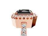Rose gold Fancy Black Radiant Cut Diamond Halo Ring with Pavé Band and Prong Setting_5