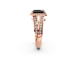 Rose gold Fancy Black Radiant Cut Diamond Halo Ring with Split Shank Pavé Band and Four-Prong Setting_2