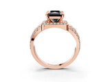 Rose gold Fancy Black Radiant Cut Diamond Halo Ring with Split Shank and Bezel Accents and Four-Prong Setting_3