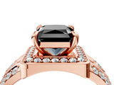 Rose gold Fancy Black Radiant Cut Diamond Halo Ring with Split Shank and Bezel Accents and Four-Prong Setting_4