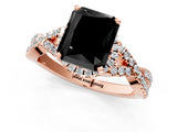 Rose gold Fancy Black Radiant Cut Diamond  Halo Twist Band Solitaire Prong Setting Ring_25