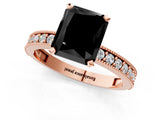 Rose gold Fancy Black Radiant Cut Diamond Milgrain Pavé Engagement Ring with Four-Prong Setting_1