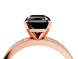 Rose gold Fancy Black Radiant Cut Diamond Milgrain Pavé Engagement Ring with Four-Prong Setting_4