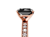 Rose gold Fancy Black Radiant Cut Diamond Milgrain Pavé Engagement Ring with Four-Prong Setting_5