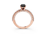 Rose gold Fancy Black Radiant Cut Diamond Pavé Band Solitaire Ring with Four-Prong Setting_3
