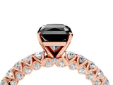 Rose gold Fancy Black Radiant Cut Diamond Pavé Band Solitaire Ring with Four-Prong Setting_4