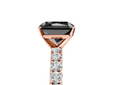 Rose gold Fancy Black Radiant Cut Diamond Pavé Band Solitaire Ring with Four-Prong Setting_5