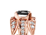 Rose gold Fancy Black Radiant Cut Diamond Pave Art Deco Split Shank Ring with Four-Prong Setting_5