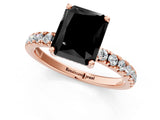 Rose gold Fancy Black Radiant Cut Diamond Pave Band Solitaire Ring with Four-Prong Setting_13