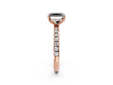 Rose gold Fancy Black Radiant Cut Diamond Pave Band Solitaire Ring with Four-Prong Setting_14