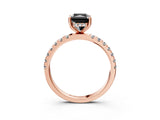 Rose gold Fancy Black Radiant Cut Diamond Pave Band Solitaire Ring with Four-Prong Setting_15