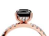 Rose gold Fancy Black Radiant Cut Diamond Pave Band Solitaire Ring with Four-Prong Setting_16