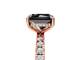 Rose gold Fancy Black Radiant Cut Diamond Pave Band Solitaire Ring with Four-Prong Setting_17
