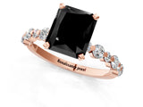 Rose gold Fancy Black Radiant Cut Diamond Prong Set Engagement Ring with Pave Band_1