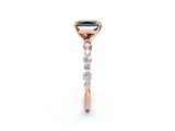 Rose gold Fancy Black Radiant Cut Diamond Prong Set Engagement Ring with Pave Band_2
