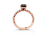 Rose gold Fancy Black Radiant Cut Diamond Prong Set Engagement Ring with Pave Band_3