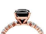 Rose gold Fancy Black Radiant Cut Diamond Prong Set Engagement Ring with Pave Band_4
