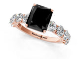 Rose gold Fancy Black Radiant Cut Diamond Prong Setting with Side Stones on a Pave Band_1