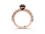 Rose gold Fancy Black Radiant Cut Diamond Prong Setting with Side Stones on a Pave Band_3