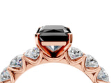 Rose gold Fancy Black Radiant Cut Diamond Prong Setting with Side Stones on a Pave Band_4