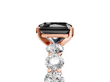Rose gold Fancy Black Radiant Cut Diamond Prong Setting with Side Stones on a Pave Band_5