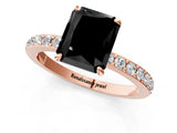 Rose gold Fancy Black Radiant Cut Diamond Ring with Pavé Band and Four-Prong Setting_1